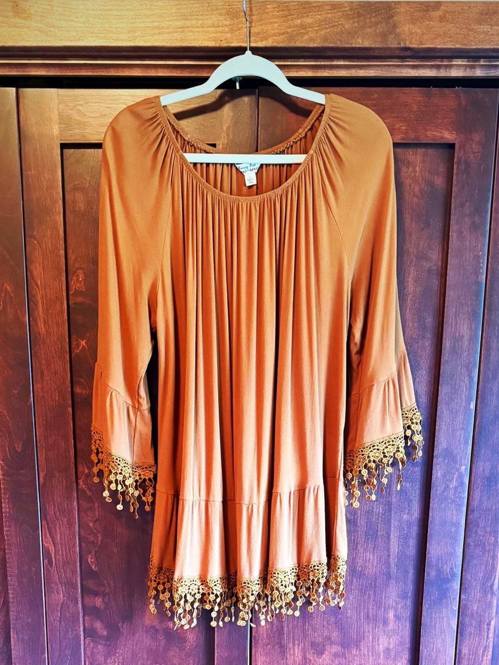 krazy kat Rust Orange Boho Tassel Tunic